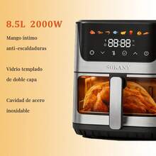 Freidora sin aceite de 8,5 litros, sistema de control táctil inteligente, con ventana de visualización, cesta apta para lavavajillas, funcionamiento silencioso, temporizador y control de temperatura, 8 programas de cocción rápida, cocción saludable sin aceite, apta para el hogar, la oficina y el uso diario. - Gris - Ver 7