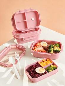 1pc 2 Layer Compartment Lunch Box, [US-Based Shipping]School Lunch Box With Fork And Spoon,Food Containers For Women & Men, Students,Set Of Utensil , Bento Lunch Box, Microwavable,Food Container(Pink),Back To School Christmas For Holiday Gift Giving, Reusable And Microwave Heated (With Lid Removed), Suitable For Kitchen, Outdoor, School Supplies, And Kitchen Utensils - 粉色 - 查看 6