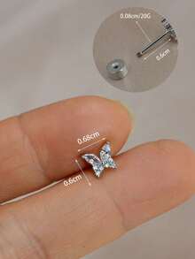 1 pieza Pendientes de botón chapados en oro de 18K, diseñados para oídos sensibles, pendientes de botón con corona de cobre, hoja y cruz de circonita, adecuados para cartílago de la oreja, hélix, trago, concha, lóbulo, daith, bajo contenido de alergia, 20G - Un par de pendientes de circonita redonda - Ver 12