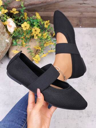 Nuevos zapatos planos de mujer con punta elástica, zapatos casuales cómodos y transpirables tipo slip-on, adecuados para el uso diario y el ocio