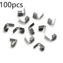 Pacote com 100 unidades de fechos tipo cabeça de cobra (clipes de língua) para cordões de couro, conectores de extremidade para pulseiras e colares, materiais para confecção de bijuterias DIY.