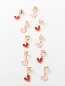 10件装女士编织爱心吊坠发饰，粉色和浅粉色爱心吊坠发夹，发饰，情人节爱心发饰，编织装饰，耳环，爪夹，发卡，发夹，情人节配饰礼物，头部饰品 - 彩色 - 查看 4