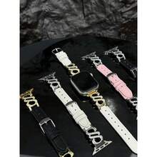 Nueva decoración de Año Nuevo Banda delgada negra/blanca para mujeres, femenina y elegante, compatible con correas de reloj para hombres de 38/40/41 mm y 42/44/45 mm, Series 9 8 7 6 5 4 3 2 1 SE, regalo del Día de San Valentín - Multicolor - Ver 2