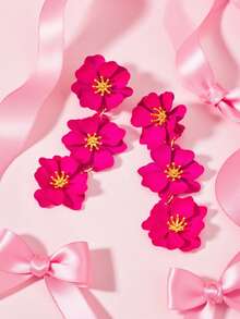 1 Đôi bông tai kẹp mặt dây chuyền hình hoa màu hồng tinh tế, kiểu dáng tối giản không cần xỏ lỗ, phù hợp cho thanh thiếu niên, quà tặng cho Lễ Tạ ơn, Năm mới, Ngày Valentine, Ngày của Mẹ. - Kiểu 7 - Xem 1