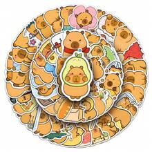 50 pièces/set Autocollants de patate douce de personnage de capybara mignon, autocollants imperméables de décoration pour ordinateur, tasse à eau Capibalaka Wai, cadeau de Nouvel An, cadeau de la Saint-Valentin, cadeau de Pâques - Multicolore - Voir 5