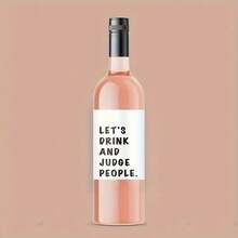 6pcs Funny Wine Bottle Labels, Wine Stickers, Let's Drink And People Watch, Girlfriend Gift, Amusing Wine Labels, Gift For Her, Fun Gift - White - View 4