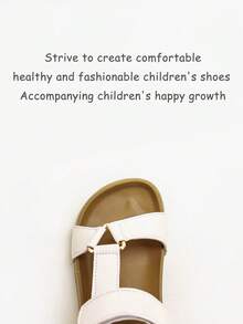 1 Pair Solid Color Casual Hook And Loop Flat Sandals For Girls And Boys, Comfortable And Durable, Suitable For Outdoor Activities, Summer