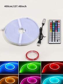 Neon LED Strip Lights, RGB Multi-Color Changing With Remote Control - USB Powered For Christmas Decor, Flexible Silicone Neon LED Lights For Living Room, Bedroom Lighting And Wall DIY - White - View 18