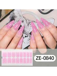 自粘渐变法式洋葱粉闪粉美甲贴纸，防水美甲贴花 - 彩色 - 查看 6