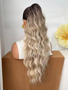 爪形马尾假发，渐变棕色，24英寸水波纹耐热纤维合成马尾假发，适合女性在圣诞节、万圣节、音乐节、派对和日常使用。 - 漸層棕色 - 查看 5