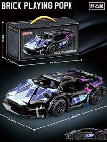 1pc 800+ Pieces Cyberpunk Starry Sky Racing Car Building Blocks Toy Model, Cyberpunk Style Racing Car, Develop Hands-On Ability, Creative Assembly Model, Collectible Display (Needs Assembly) - Gift For Boyfriend/Girlfriend, Birthday, Valentine's Day, New Year, Perfect Gift