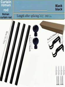 1根直径0.98英寸（约2.5厘米）的可调节重型窗帘杆，适用于31.5-158英寸（约80-400厘米）的窗户，带支架，单杆设计，现代窗帘配件，适用于客厅、卧室、浴室、厨房、推拉门等家居装饰。 - 彩色 - 查看 16