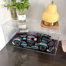 1个大号透明亚克力展示盒，多种尺寸可选，塑料组装防尘展示盒，带哑光黑色底座，适用于展示手办、汽车模型、积木、收藏品、雕像、模型等。 - 黑底透明 - 查看 4