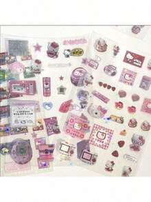 4pcs Adhesive Cute Kawaii Stickers Waterproof Vinyl Animation Decals Funny Cat Cartoon Stickers Laptop Decoration Waterproof Stickers Hello Kittys (Some Parts May Be Random) - Multicolor - View 4