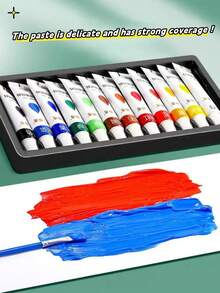 Ensemble de peinture acrylique 24/18/12 couleurs 5ML, peinture acrylique 24 couleurs, non décolorante, pigment riche, convient aux débutants, enfants, adultes, artistes, applicable aux artisanats sur canevas, peinture sur bois, parfait pour les artistes, étudiants, artisanat, murs, vêtements - Multicolore - Voir 10