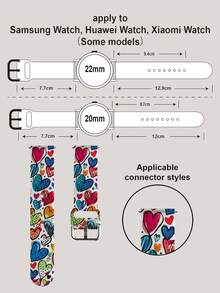 1pc Colorful Graffiti Heart Soft Elastic Breathable Comfortable Replacement Wristband Strap For Apple Watch 38mm 40mm 41mm 45mm 44mm 42mm 49mm, Fashionable Casual Multi-Color Silicone Watch Band Compatible With Apple Watch Ultra Series S11/S10/SE/9/8/7/6/5/4/3/2/1 Smartwatch Accessories - Multicolor - View 12