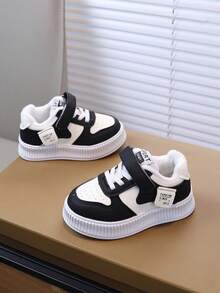 儿童秋冬新款帆布鞋，软底时尚百搭户外防滑运动鞋，幼儿/小童日常保暖户外运动鞋 - 黑色 - 查看 3