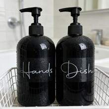 2pcs Refillable Pump Dispenser Bottles, 500ml Bathroom Hand Soap And Dish Washing Liquid Containers - Multicolor - View 1