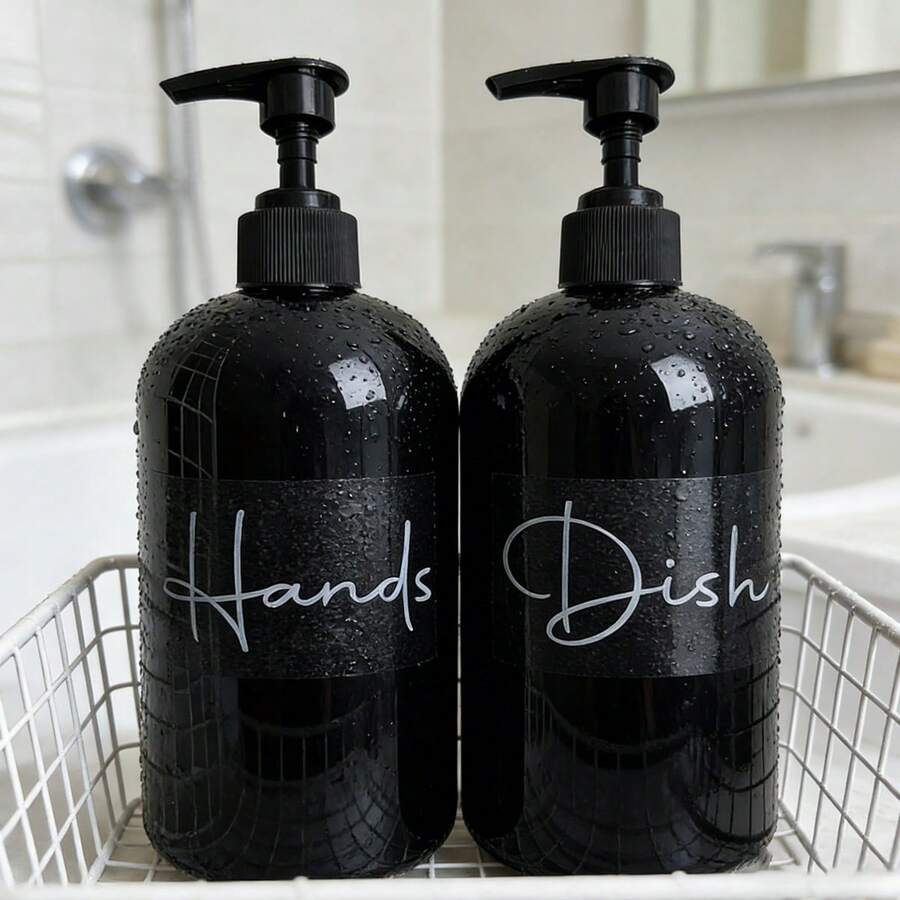2pcs Refillable Pump Dispenser Bottles, 500ml Bathroom Hand Soap And Dish Washing Liquid Containers - Multicolor - View 1