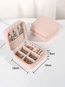 1个便携式首饰盒，女士小型首饰盒，简约家居首饰收纳盒，旅行整理盒，优雅迷你拉链首饰盒，可收纳耳环、戒指、项链、手镯。便携式化妆包，可爱化妆包，返校必备，难忘的节日礼物，复活节礼物，伴娘礼物，夏季旅行必备，旅行配件，旅行必备，双层便携式迷你展示收纳盒，邮轮旅行必备，返校用品。
