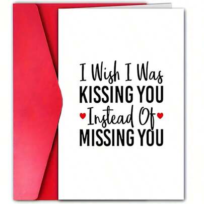 1 pieza Tarjeta romántica "Te echo de menos" Tarjeta de amor Tarjeta del Día de San Valentín Tarjeta de cumpleaños, Mensaje de amor sentimental para novio, novia, pareja, amigo, material de papel, tarjeta de amor a larga distancia para cualquier ocasión