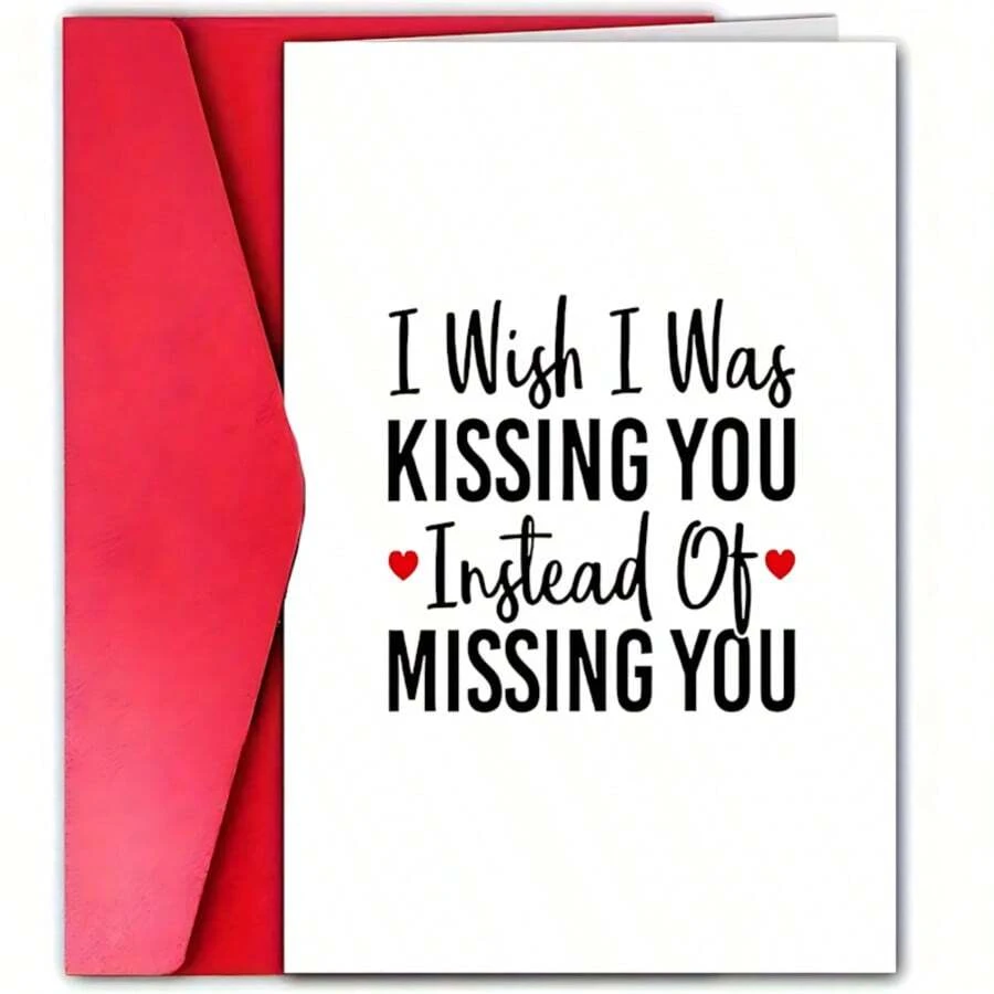 1pc Romantic Miss You Card Love Card Valentine's Day Card Birthday Card, Sentimental Love Message For Boyfriend, Girlfriend, Partner, Friend, Paper Material, Any Occasion Long Distance Love Card