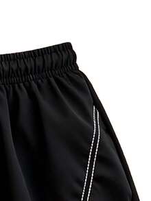 Women's Summer Casual Shorts With Distinct White Side Stripes, Suitable For Outdoor, Sports, Workouts And Daily Wear - Black - View 5