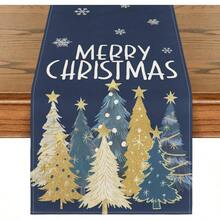 Artoid Mode - Camino de mesa de árbol de Navidad copos de nieve azul feliz Navidad decoración de mesa de comedor de temporada de invierno para decoración de fiesta en el hogar 13 x 72 pulgadas - Azul - Ver 1