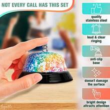 Timbre de computadora para servicio Campana de aula de diseño floral para profesores acero inoxidable 3.35 x 2.56 pulgadas con base antideslizante y sonido transparente fácil de limpiar Campanas - Multicolor - Ver 3