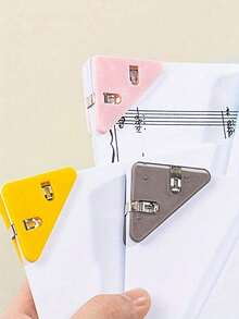 1pc Multi-Functional Creative Right Angle Triangle Clip, Office Stationery Book Clip, Exam Paper Anti-Curl Clip, File Memo Clip, Corner Clip, Data Storage Receipt Clip (Random Color) - Multicolor - View 6