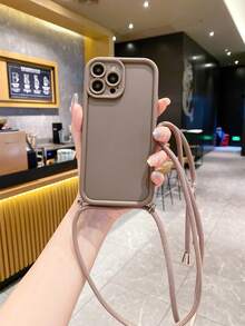 钥匙扣、挂绳 1 件装，棕色肩带，TPU 加厚防震手机壳，简约设计，兼容 17/16/15/14/13/12 系列 - 棕色 - 查看 4