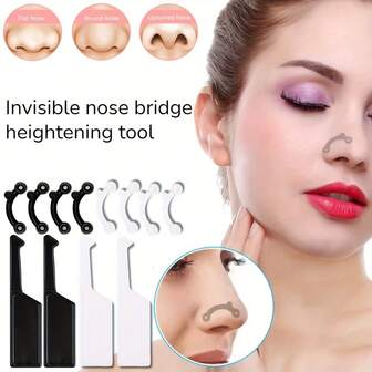 1set This Transparent Invisible Nose Shaper (3-Size Set) Lets You Gently Lift Or Define Your Nose With Soft, Flexible Silicone Pieces-Completely Discreet (Blends With Skin, Wears Under Makeup). The Ergonomic Design Fits Securely In Nostrils (No Slipping) And Is Comfortable For Daily Use. Reusable, Easy To Clean, And A Non-Invasive Way To Enhance Your Nose Shape-Ideal For Daily Touch-Ups Or Special Occasions.