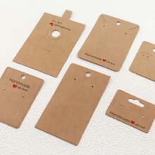 100pcs Square Brown Kraft Paper Earring Display Cards With Hanging Holes, Ideal For DIY Jewelry Making And Organization