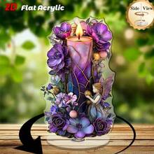 Multi-Functional Purple Prayer Candle Decoration – Perfect For Tabletop Display On Valentine's Day, Ramadan, New Year And Other Festivals, Ideal Holiday Gift, 2D Flat Acrylic Multi-Use Home Decor - Multicolor - View 7
