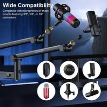 Microphone ArmAokeo AK-58i Desk Low Profile Mic Boom Arm Stand Suitable For Blue  Snowball ICE HyperX QuadCast SoloCast Elgato Wave Etc - AK-58 - 查看 5