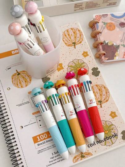 2 piezas Bolígrafos de gel multicolor de la marca Morandi, 10 en 1 bolígrafos de gel de 20 colores, con Body con forma de seta, punta fina de 0.5 mm, escritura suave, diseño retráctil, adecuado para oficina, escuela, estudiantes y temporada de regreso a clases