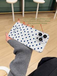 1pc Thick Transparent Anti-Drop UV Painted TPU Phone Case With Simple Blue Polka Dot Pattern Design, Compatible With Iphone 17/17 Air/17 Pro/17 Pro Max, 16/16 Plus/16 Pro/16 Pro Max, 13 MINI/13/13 Pro/13 Pro Max, Galaxy Series - Multicolor - View 4