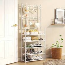 5-Tier Multi-Purpose Storage Rack,Hat Organizer Holder, Freestanding Coat Rack With 8 Double Hooks, 31.49 Inch Wide Hallway Shoe Rack, Entryway Coat Rack, Living Room, Bathroom, Hallway Shoe Rack Organization And Storage Home Decor Fall Decorations For Home Room Decor - 黑色 - 查看 4