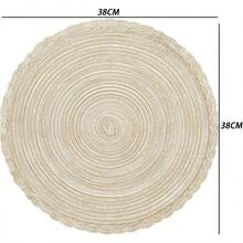 Manteles Individuales Redondos Trenzados Set de 6 Mesa de Comedor Alfombrillas 38cm de Diámetro Resistentes al Calor Lavables para el Hogar Restaurante Cocina Beige - Beis - Ver 2