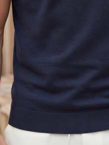 Men's Casual Commuting Contrast Color Knit Sweater - Royal Blue - View 6