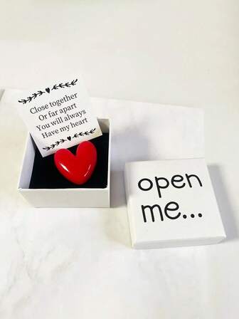 3 Stücke/Set Valentinstag "Öffne mich" Überraschungsgeschenkbox, enthält Harz-Herzanhänger und "Ich liebe dich" Grußkarte - geeignet für Geburtstag, Hochzeit, Jahrestag, Valentinstag und andere besondere Anlässe, kann als Valentinstaggeschenk, Valentinstagparty-Dekoration, Feiertagsgeschenk für Freunde verwendet werden