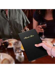 1/2/3/4/5 PCS PU Waterproof Hotel Waiter's Menu Wallet Clip, Gold "Thank You" Guest Bill Clip - Compact Organizer, Patikil Restaurant Bill Clip, Restaurant Checkout Clip, Professional Guest Bill Clip, With Transparent Pocket, Coin Purse And Pen Holder, Waiter's Guest Bill Book, Ideal For Restaurants And Cafes, Suitable For Restaurants, Snack Bars And Bars, Perfect For Aprons, Leather Material.