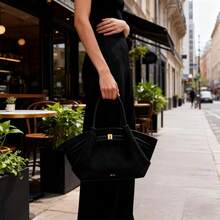 2026新款JW Hang小饺子袋，白鹿绒 - 黑色 - 查看 6