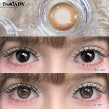 FRESH LADY 1 Pair , Grey/Brown Fashion Eye Lenses, For Dark And Light Eyes, Suitable For Daily Use, Work, School, And Cosplay Makeup, Yearly Use, 14.2 Mm - 0 - View 6