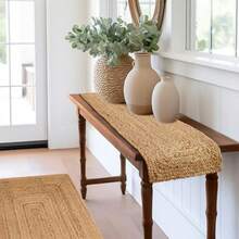 Cotton Craft - 100% Jute- Reversible Jute Braided Table Runner - Natural - 13 x 36 Inch - Hand Woven Rectangular Plain - Spot Clean Only. - natural - Ver 4