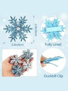 8Pcs Sparkly Snowflake Hair Clips Barrettes Hair Accessories Decorative Hair Pins Princess Frozen Cosplay Party Decorations (Blue And Silver) - Multicolor - View 2