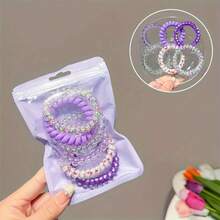 1/2packs Vibrant Colorful Telephone Wire Hair Ties - Soft, Gentle, Versatile Hair Accessories For Girls - Perfect Small Gift Idea For Birthday, Party, Or Daily Use - Nhiều màu - Xem 5