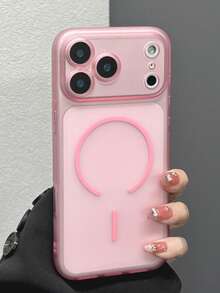 Matte Semi-Transparent Magnetic Phone Case, Compatible With IPhone 17 Pro Max, 15, 17, 16 Pro, 16, 12, 13, 15 Pro Max, 14, 15, 16 Plus, 17 Air, Minimalist Design, Shock-Proof And Drop-Resistant Soft Case - Pink - View 4