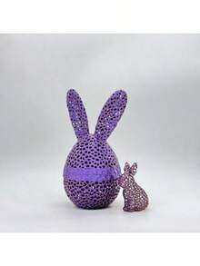 Easter Eggshell Bunny Figurine Hollow Rabbit Eggshell Table Ornament Spring Bunnies Statue For Home Farmhouse Decor