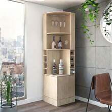 Mueble Bar Esquinero Con Almacén Para Botellas Y Copas 180cm - Multicolor - Ver 5